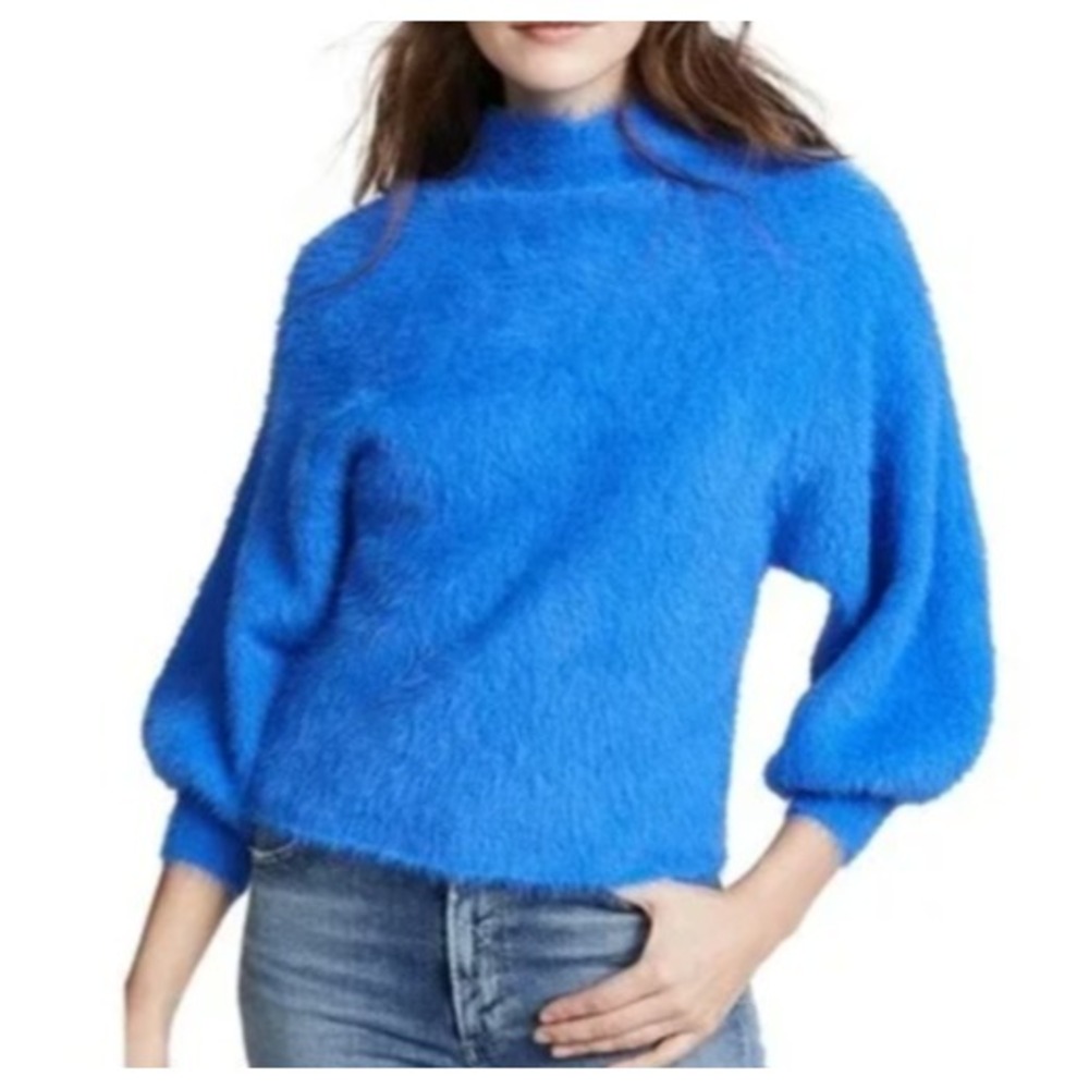 Line & Dot Revolve Alder‎ Fuzzy Sweater Sz XS Funnel Neck Balloon Sleeve Cozy